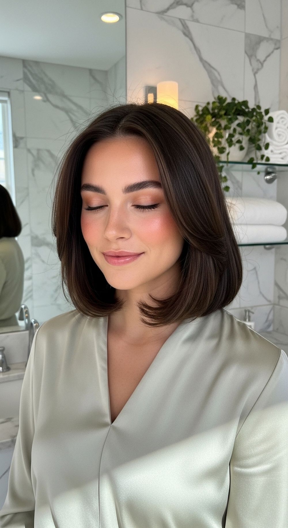 Soft Layered Rounded Bob Hairstyle
