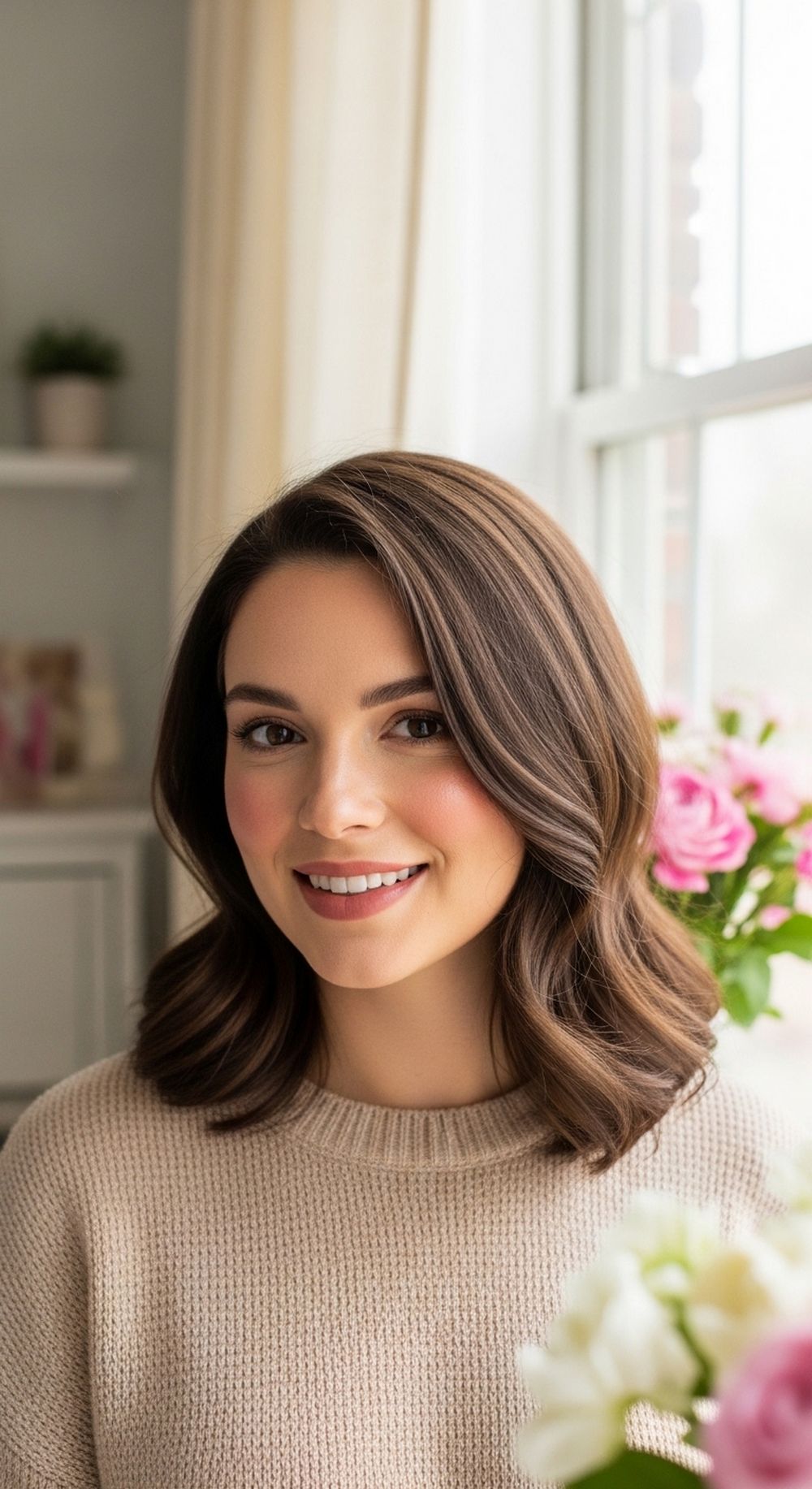 Soft Shoulder-Length C Curl Hairstyle