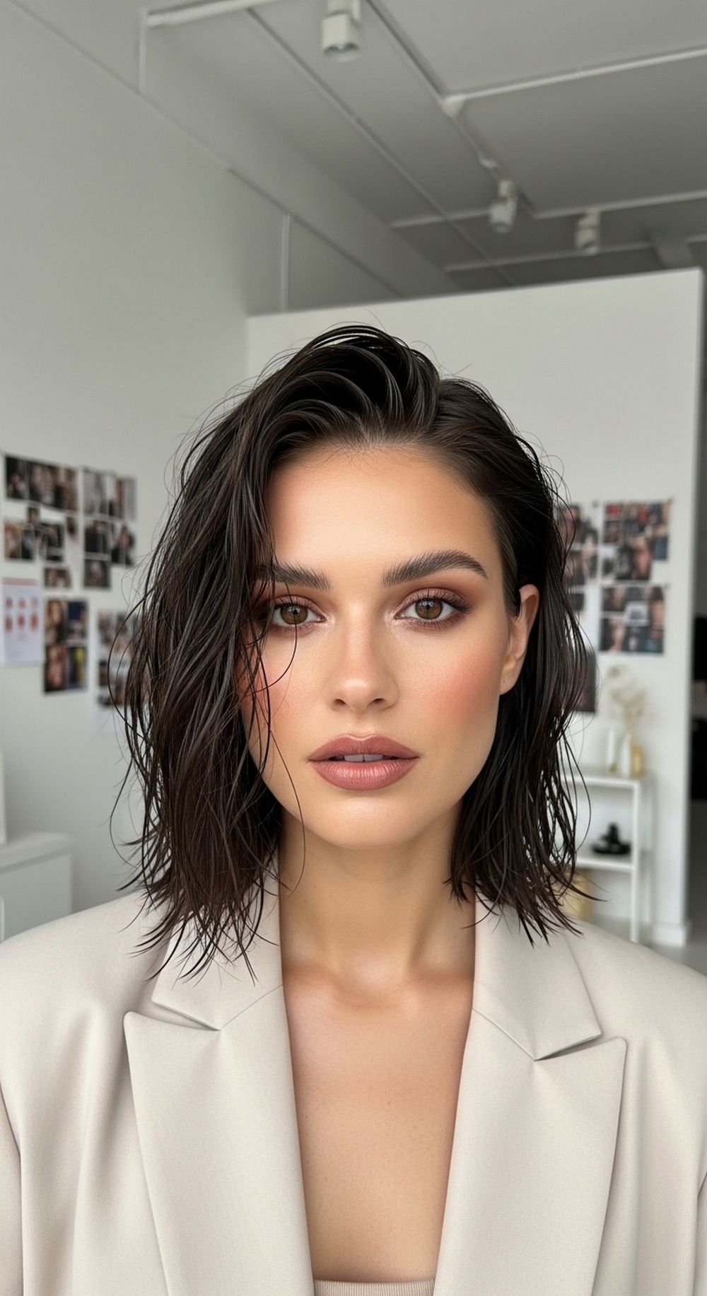 Textured Wet Look Bob Hairstyle