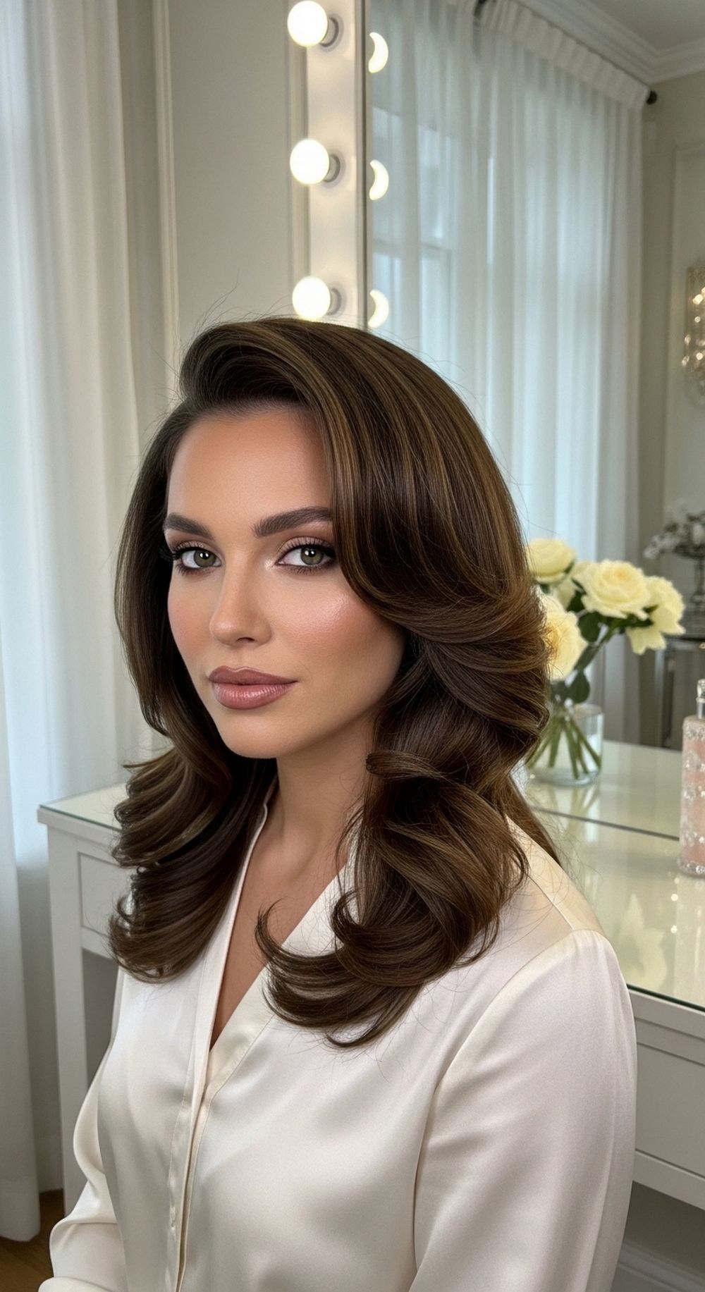 Voluminous C Curl Blowout Hairstyle