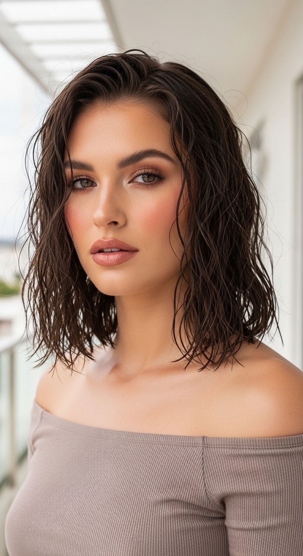 Wavy Wet Look Bob Hairstyle