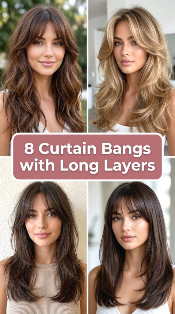 Curtain Bangs With Long Layers