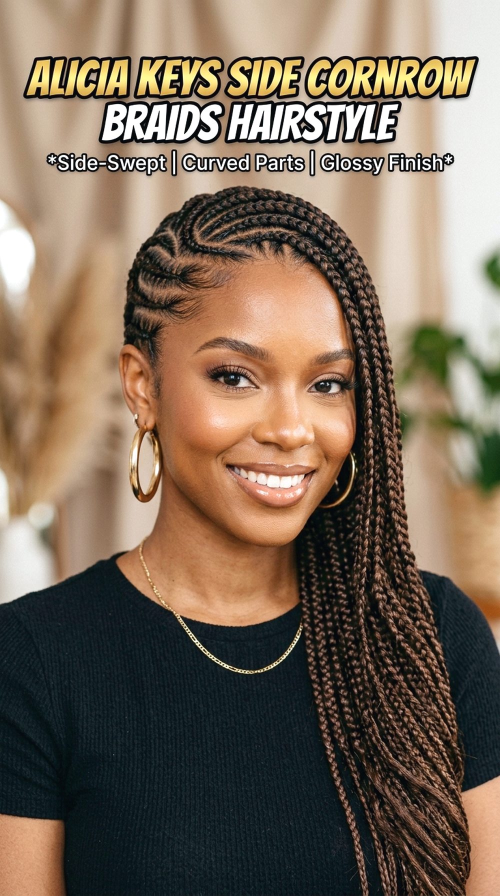 Alicia Keys Side Cornrow Braids