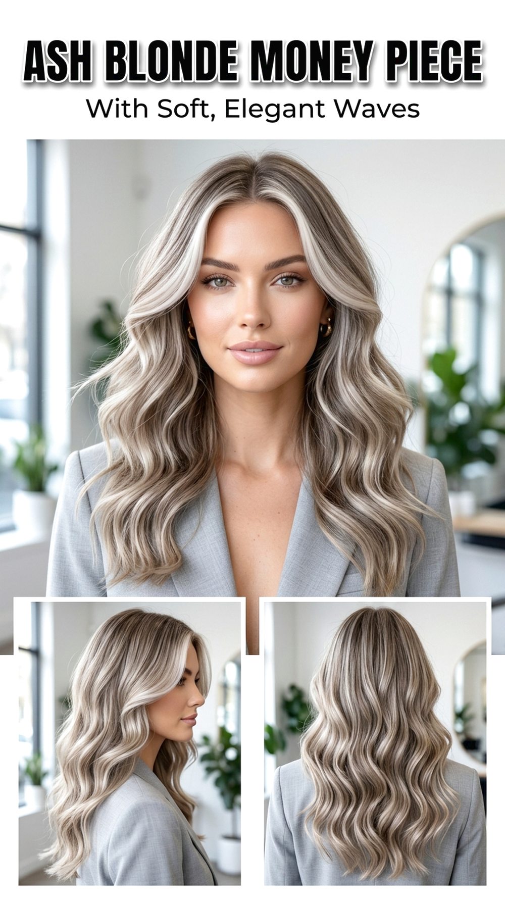 Ash Blonde Money Piece with Soft Waves