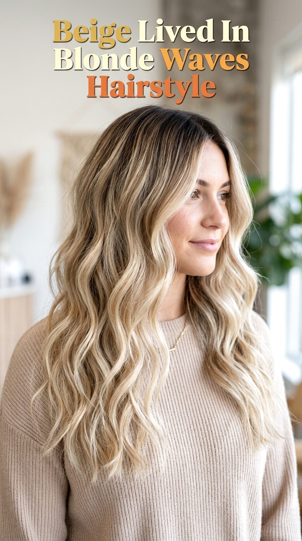Beige Lived In Blonde Waves Hairstyle