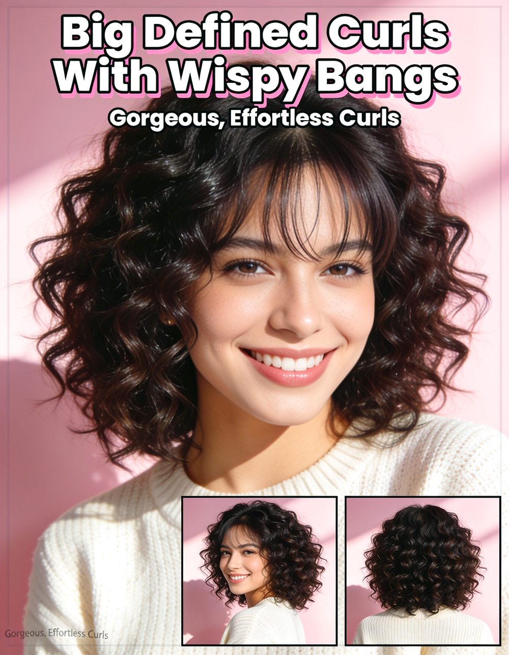 Big Defined Curls With Wispy Bangs Hairstyle
