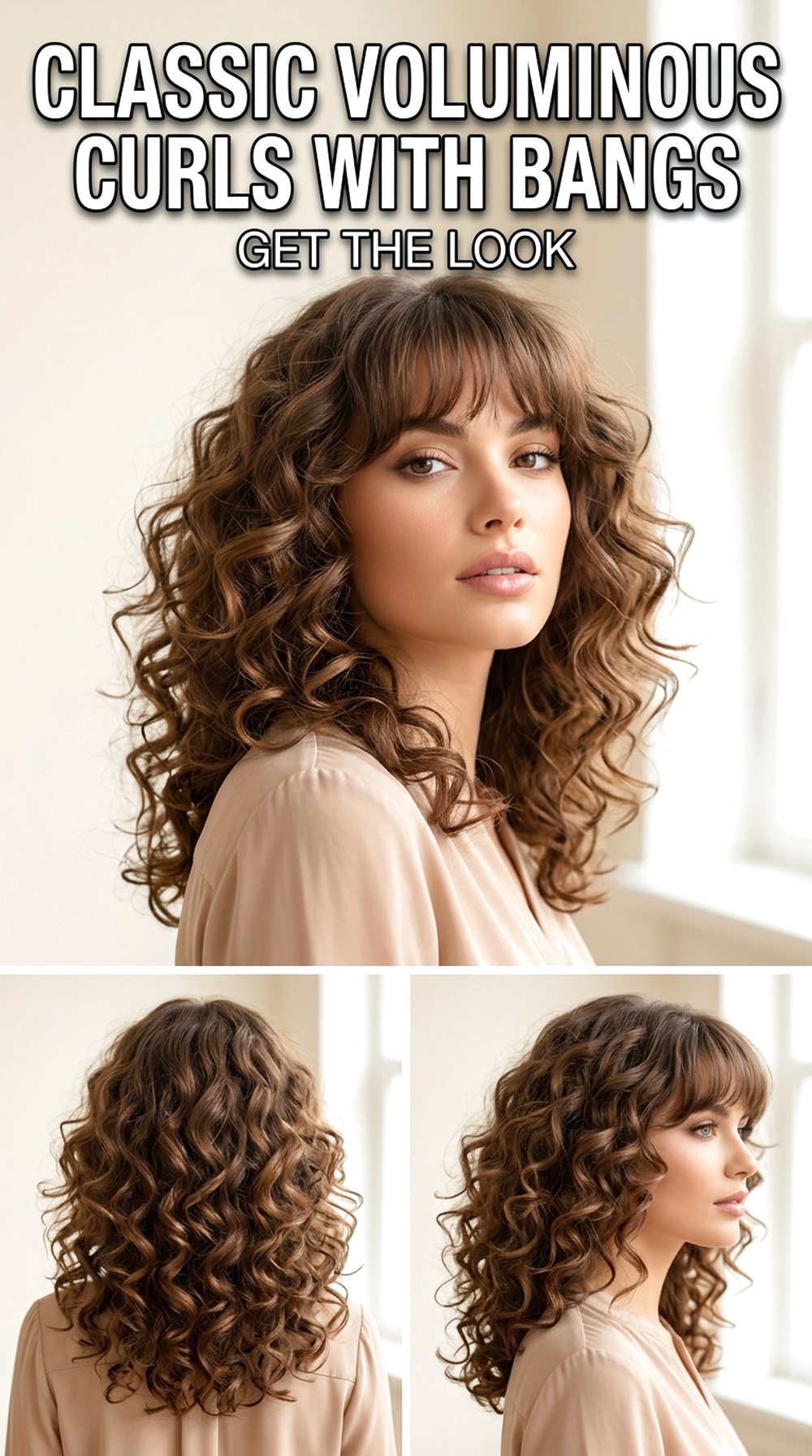 Classic Voluminous Curls With Bangs