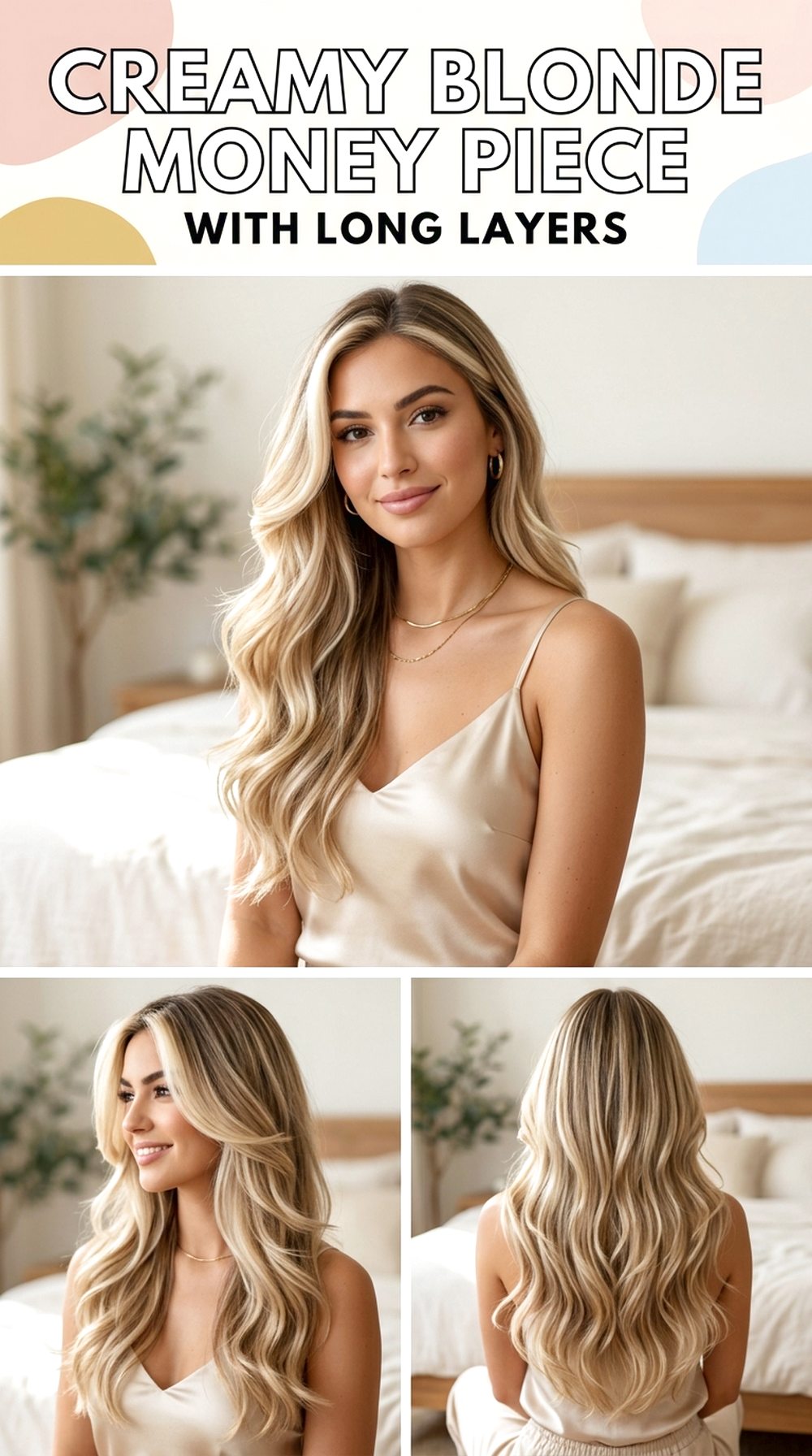 Creamy Blonde Money Piece with Long Layers