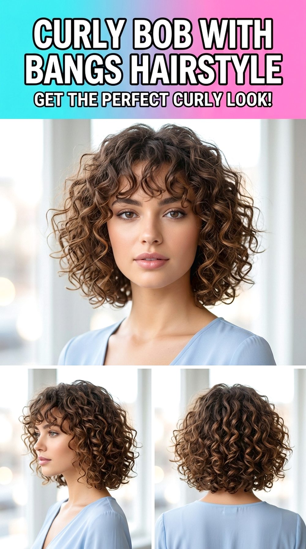 Curly Bob With Bangs