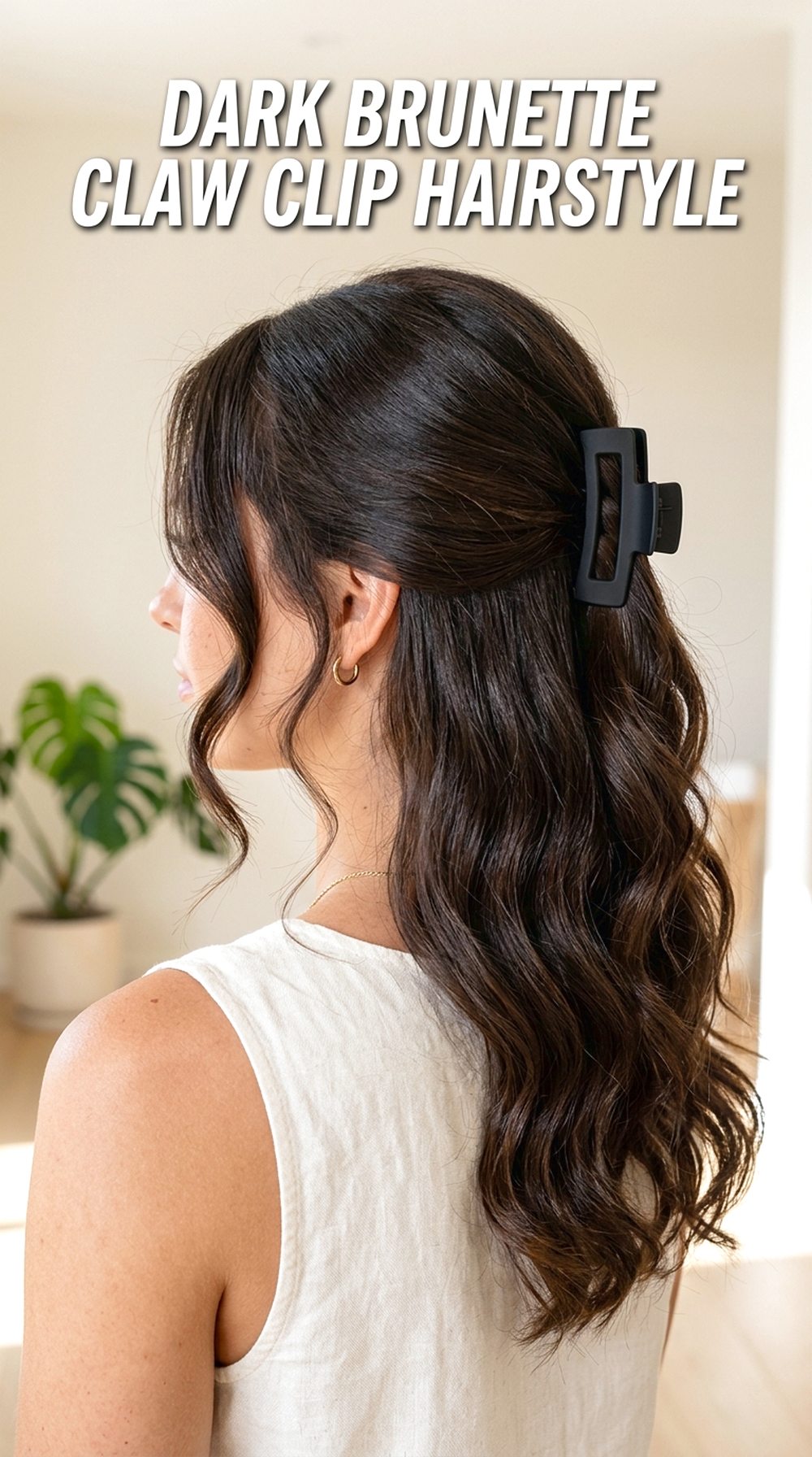 Dark Brunette Claw Clip Style