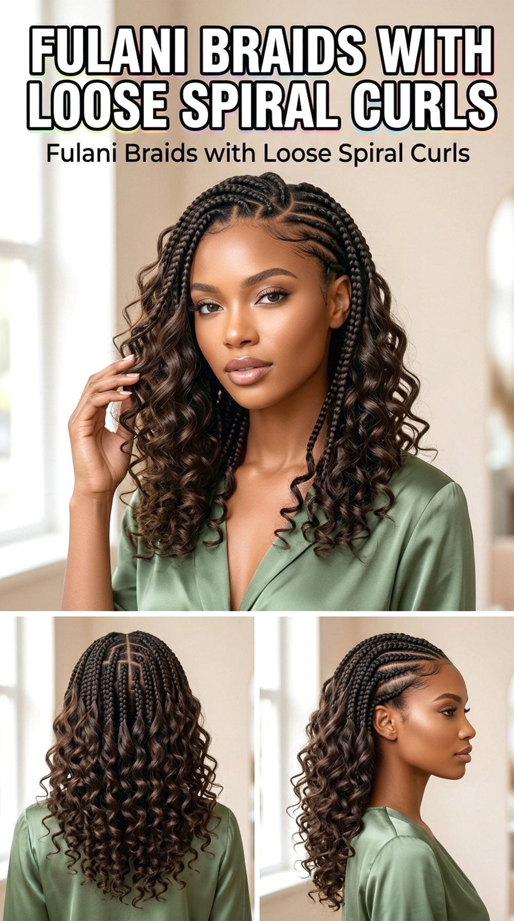 Fulani Braids With Loose Spiral Curls