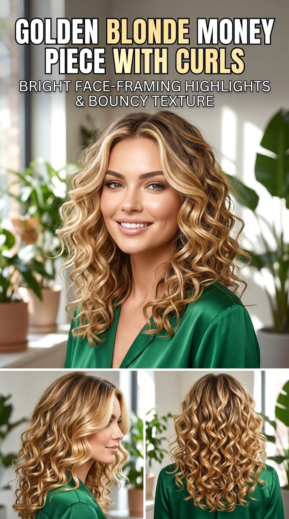Golden Blonde Money Piece with Curls