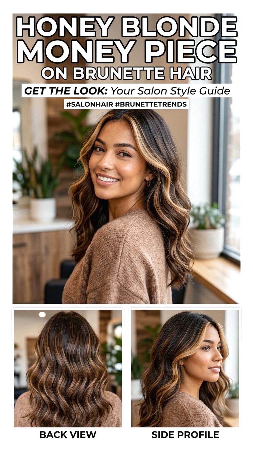 Honey Blonde Money Piece on Brunette Hair
