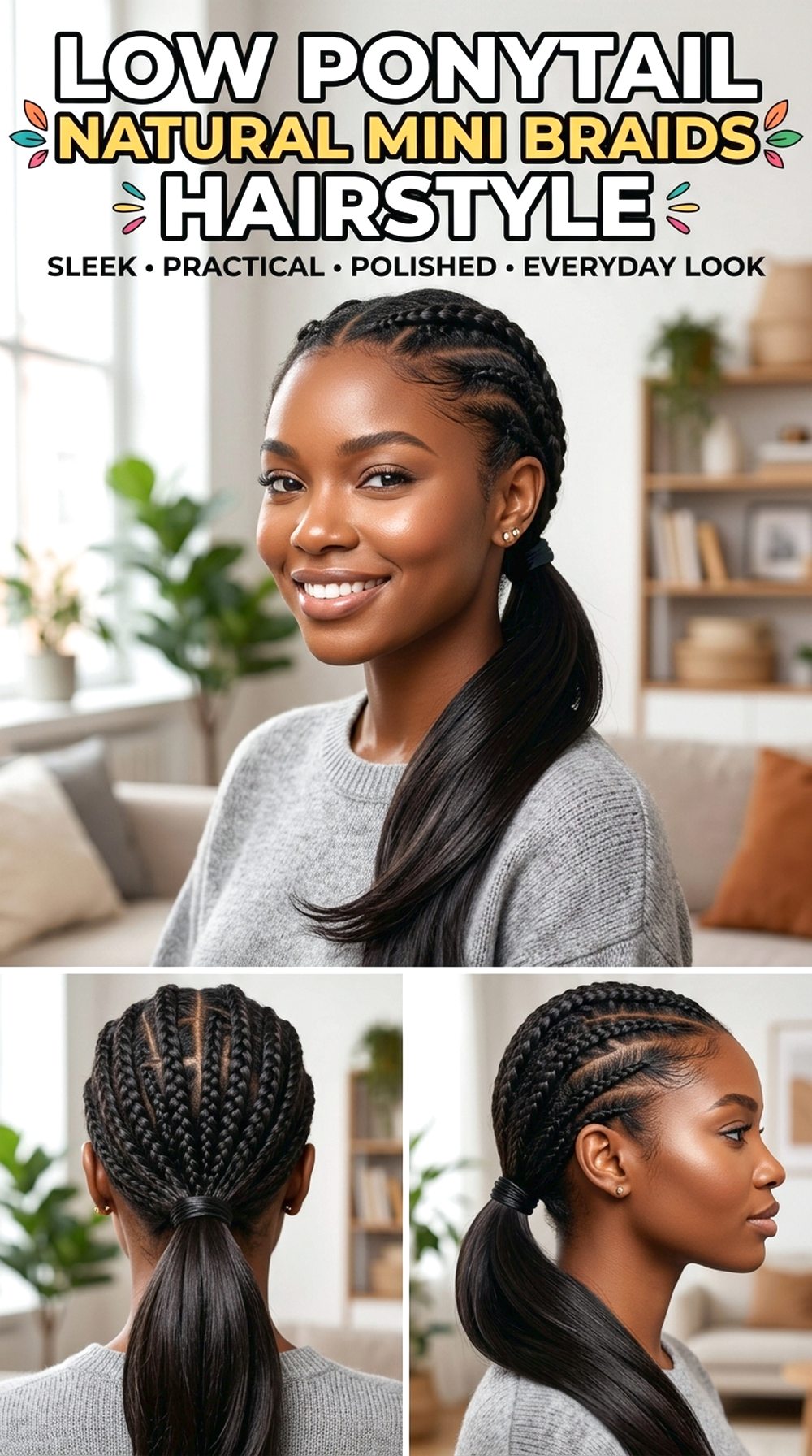 Low Ponytail Natural Mini Braids