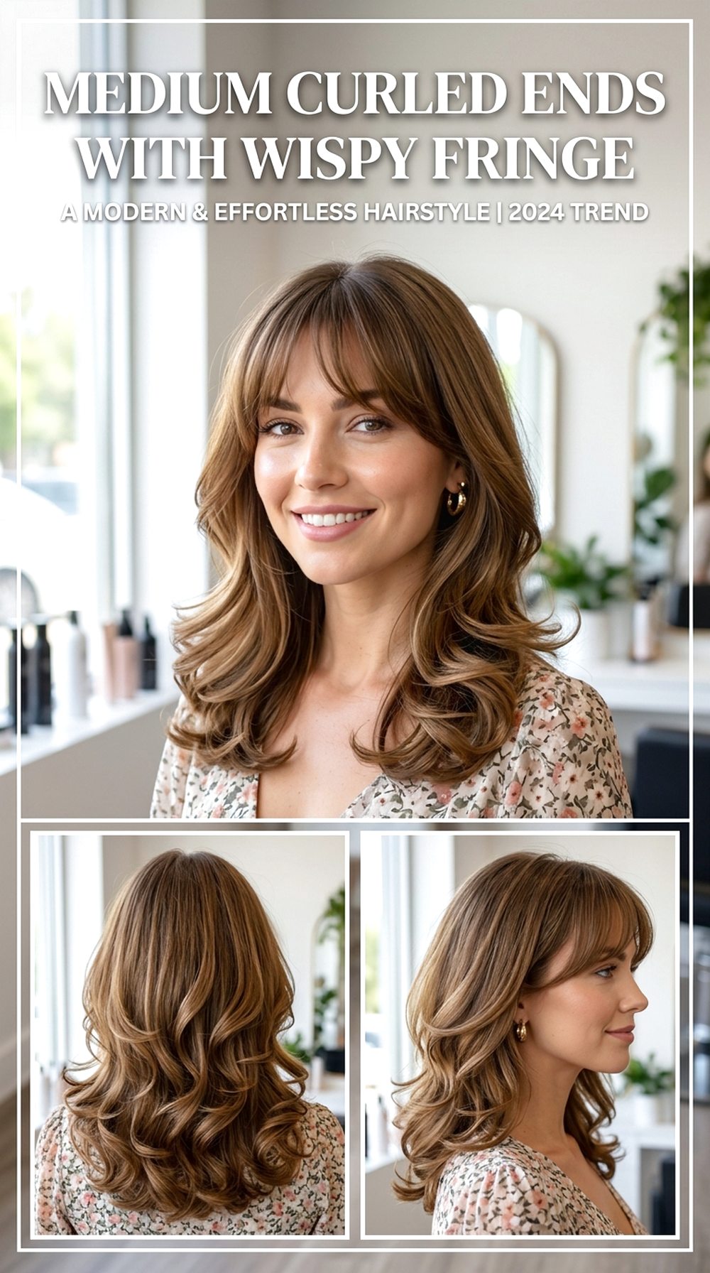 Medium Curled Ends With Wispy Fringe