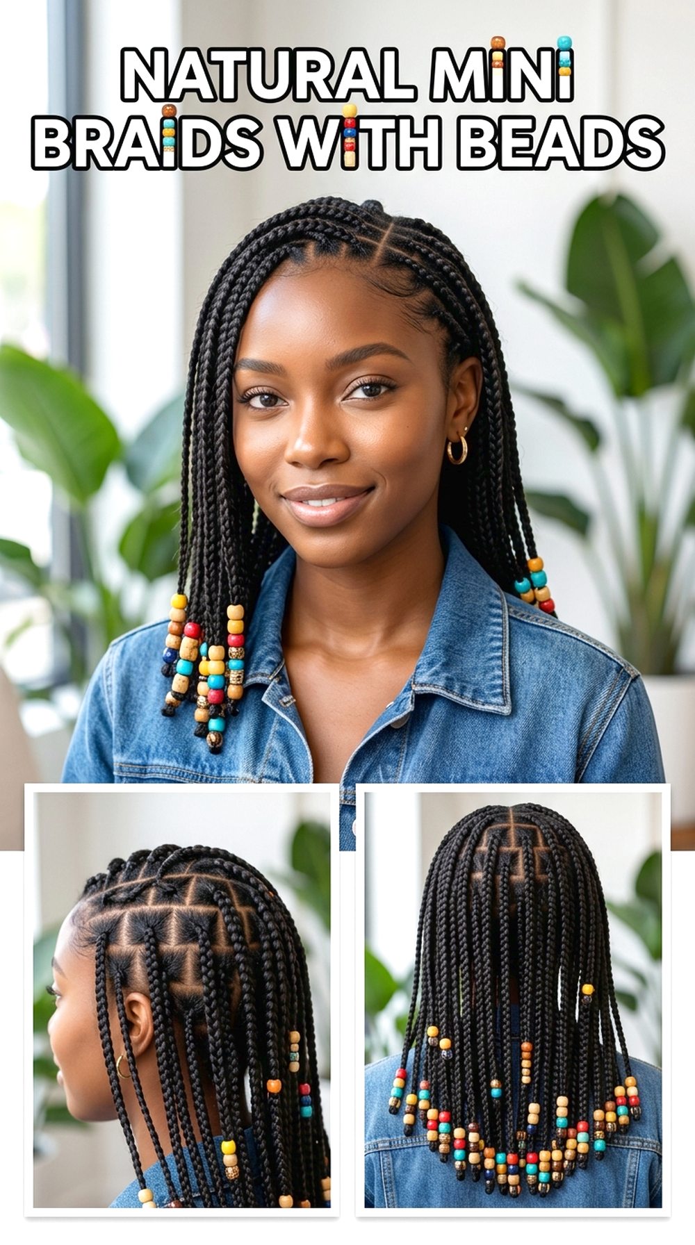 Natural Mini Braids With Beads