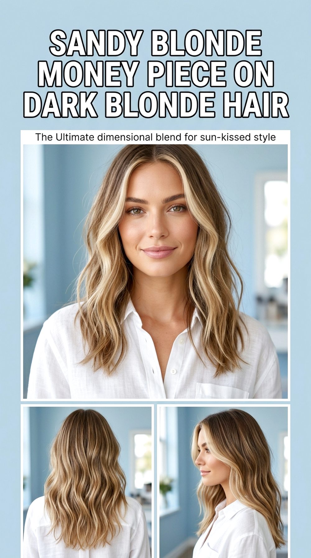 Sandy Blonde Money Piece on Dark Blonde Hair