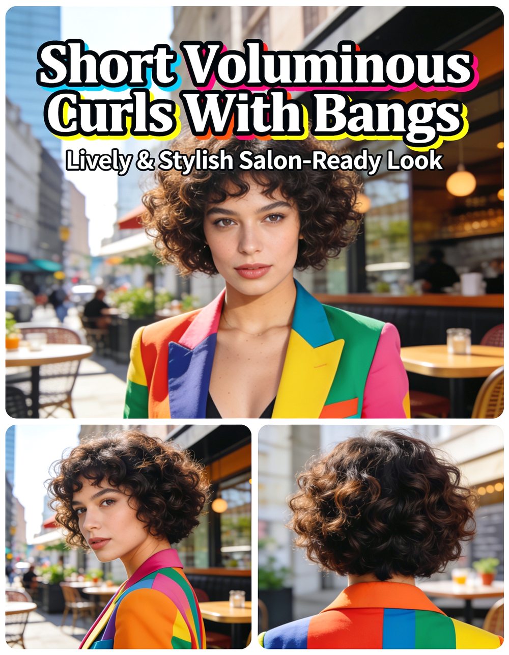 Short Voluminous Curls With Bangs Hairstyle