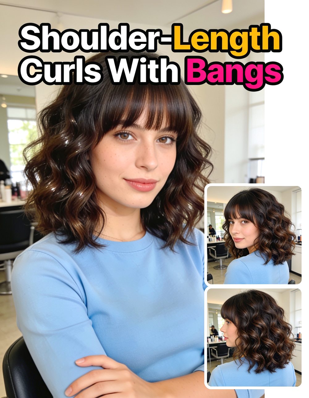 Shoulder-Length Curls With Bangs Hairstyle