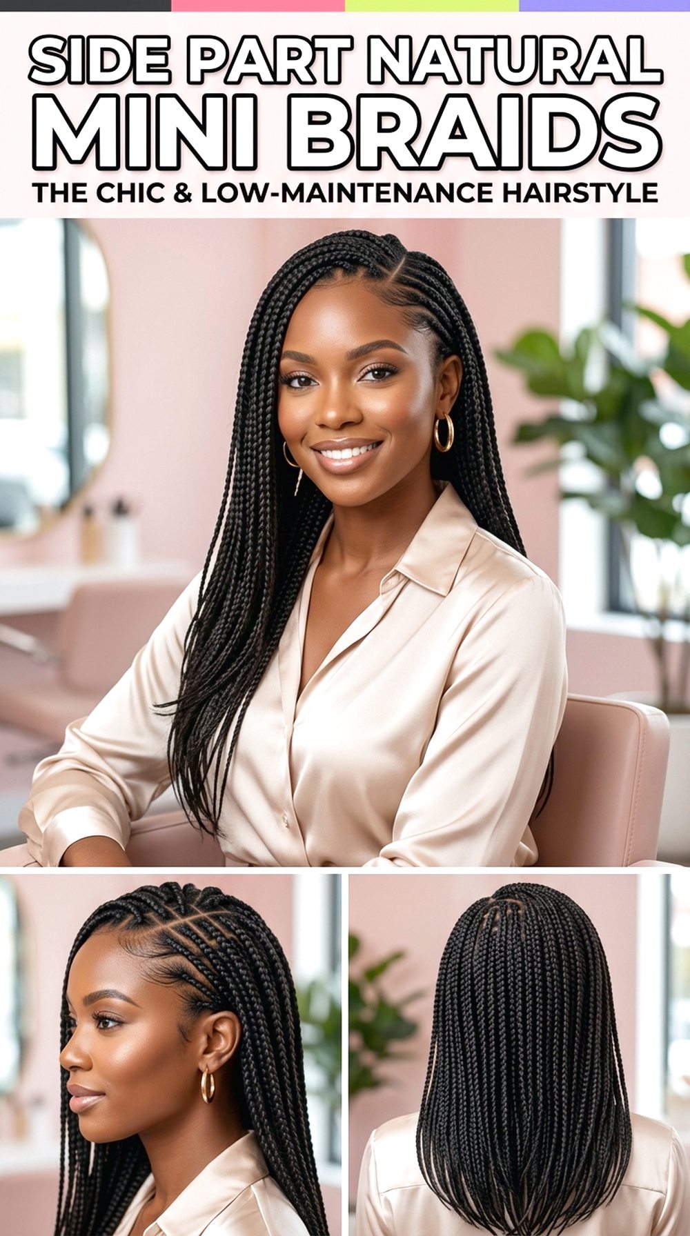 Side Part Natural Mini Braids