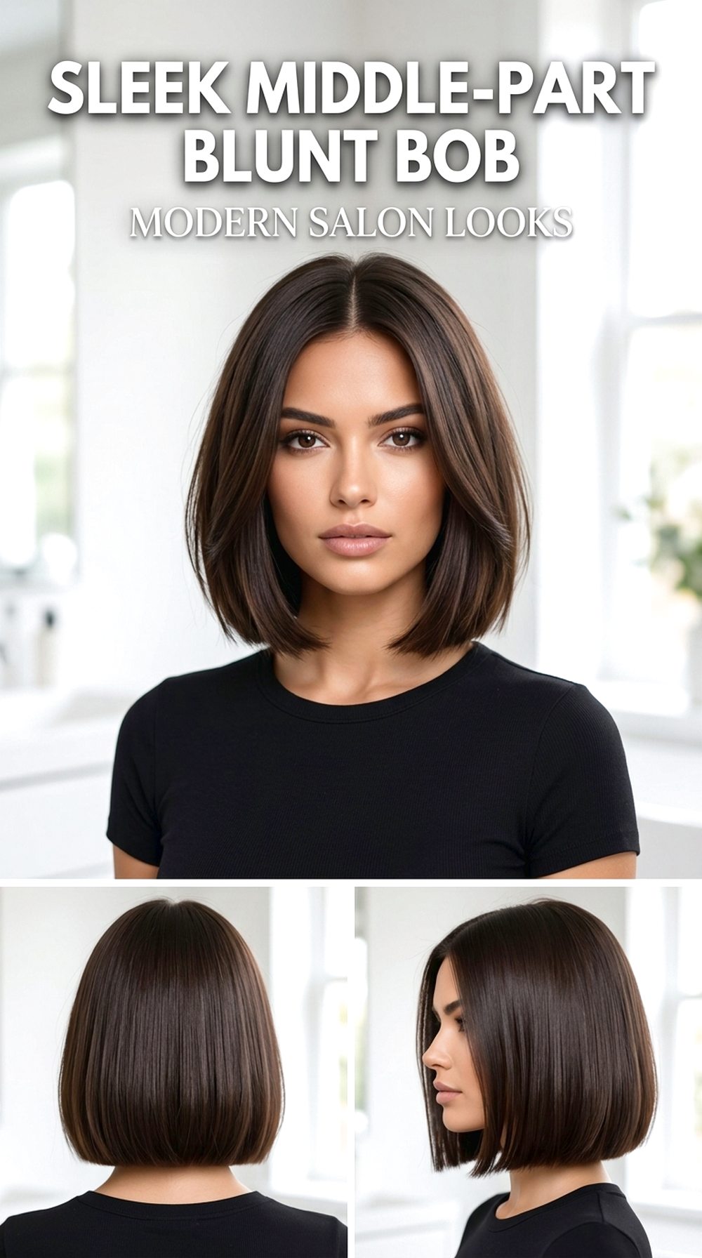 Sleek Middle-Part Blunt Bob