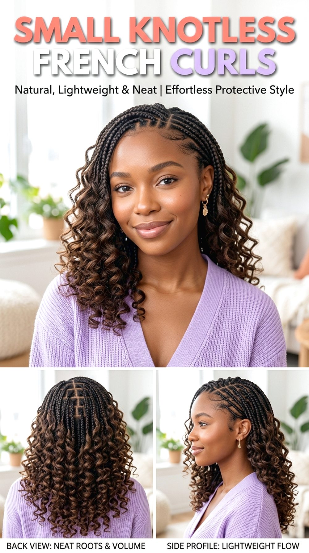Small Knotless French Curls