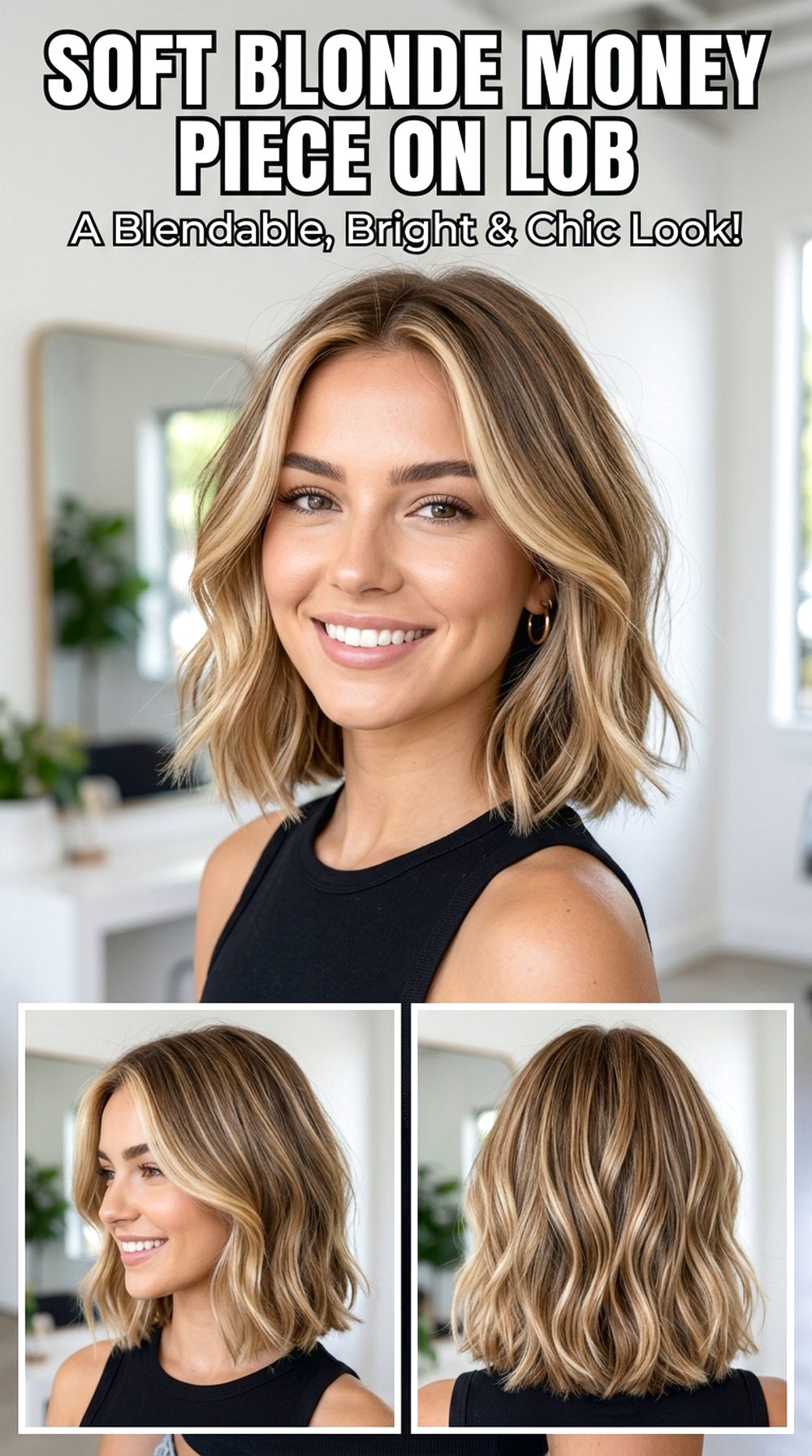 Soft Blonde Money Piece on Lob