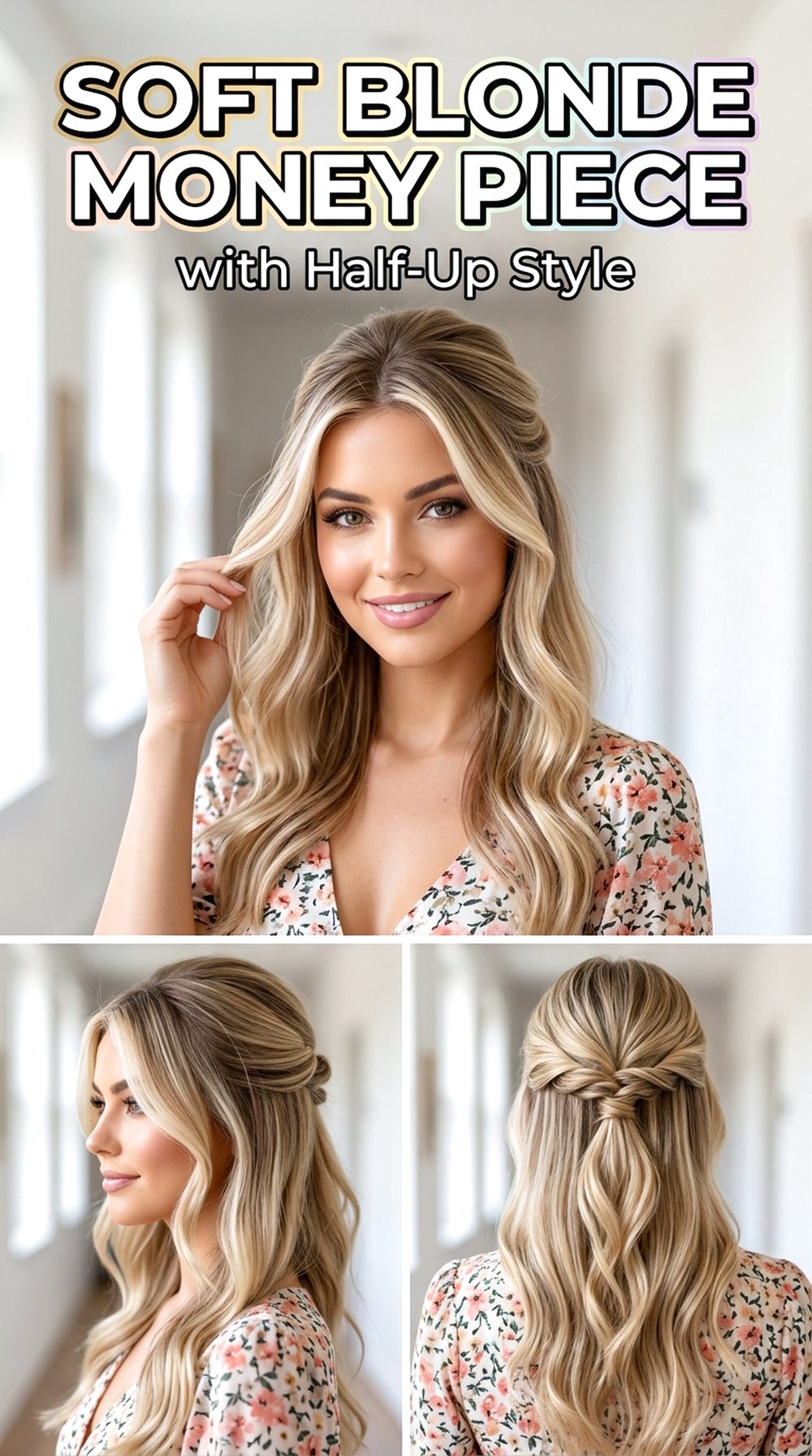 Soft Blonde Money Piece with Sleek Straight Hair