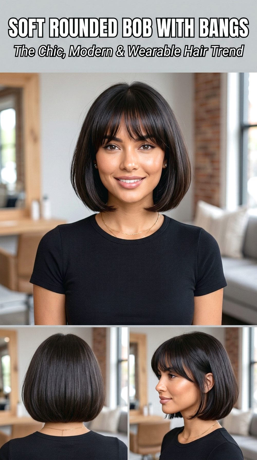 Soft Rounded Bob With Bangs