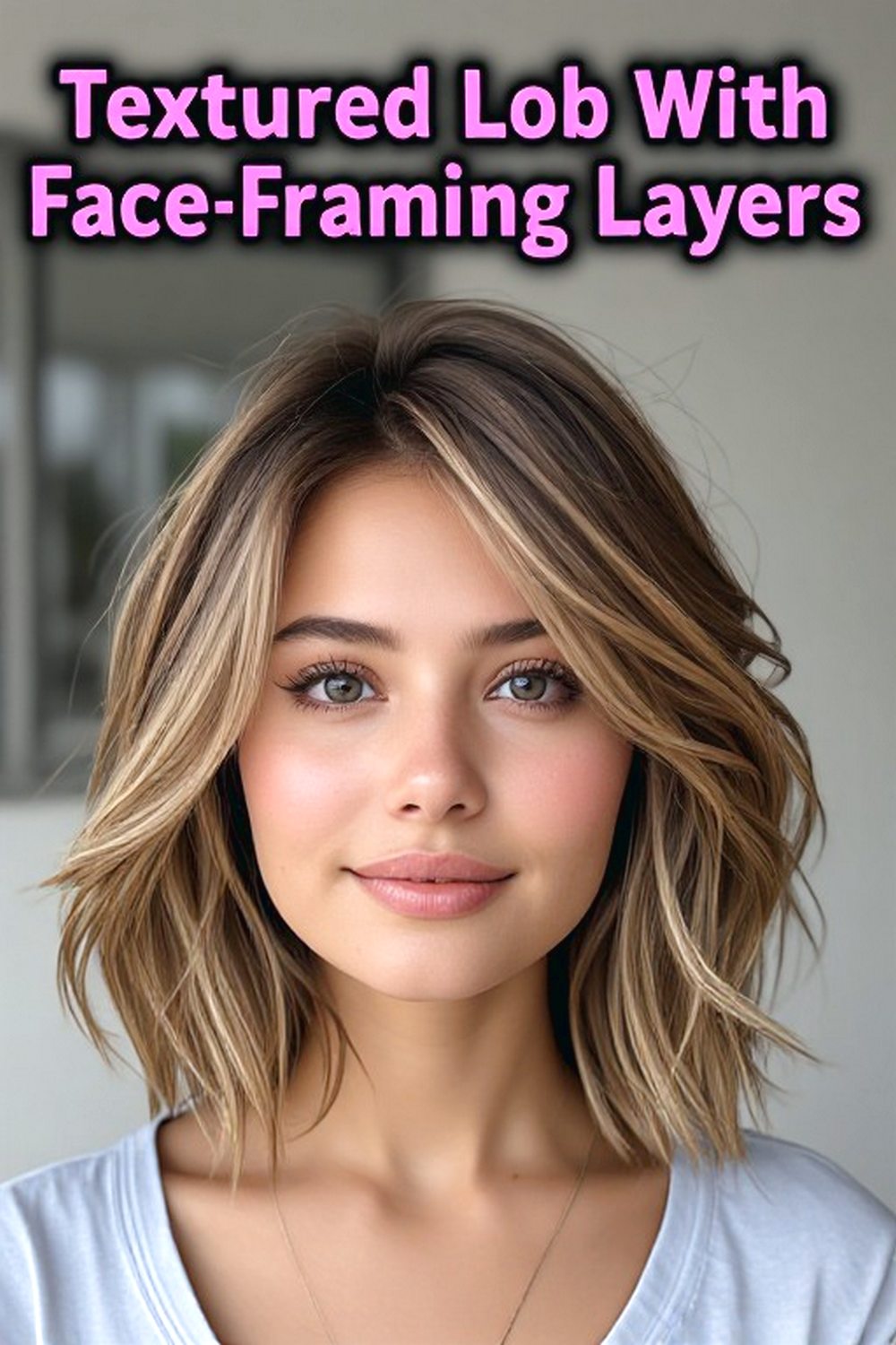 Textured Lob With Face-Framing Layers Hairstyle