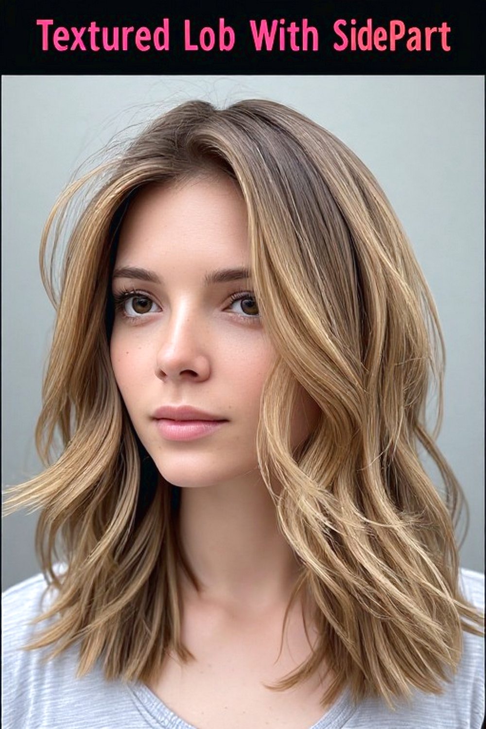 Textured Lob With Side Part Hairstyle