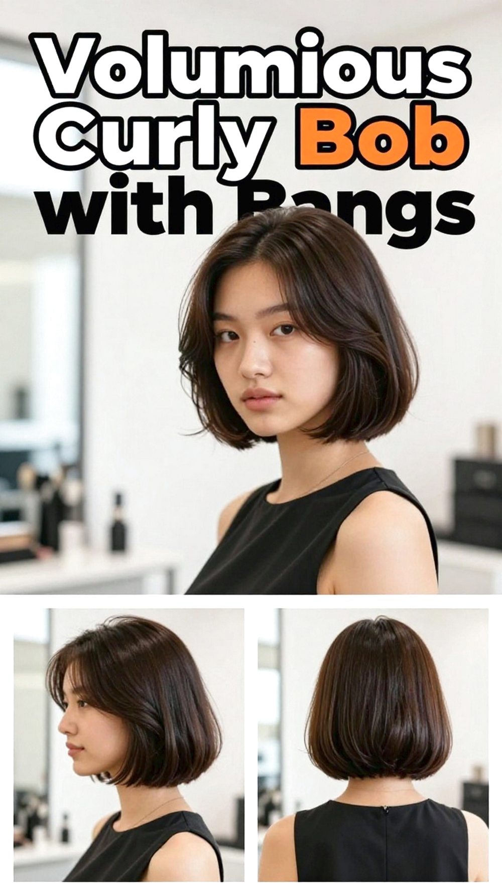 Voluminous Curly Bob With Bangs Hairstyle
