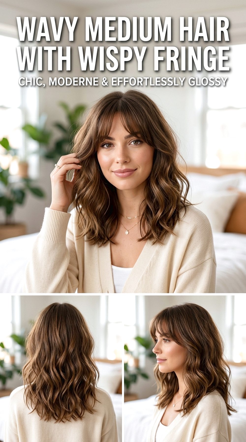 Wavy Medium Hair With Wispy Fringe