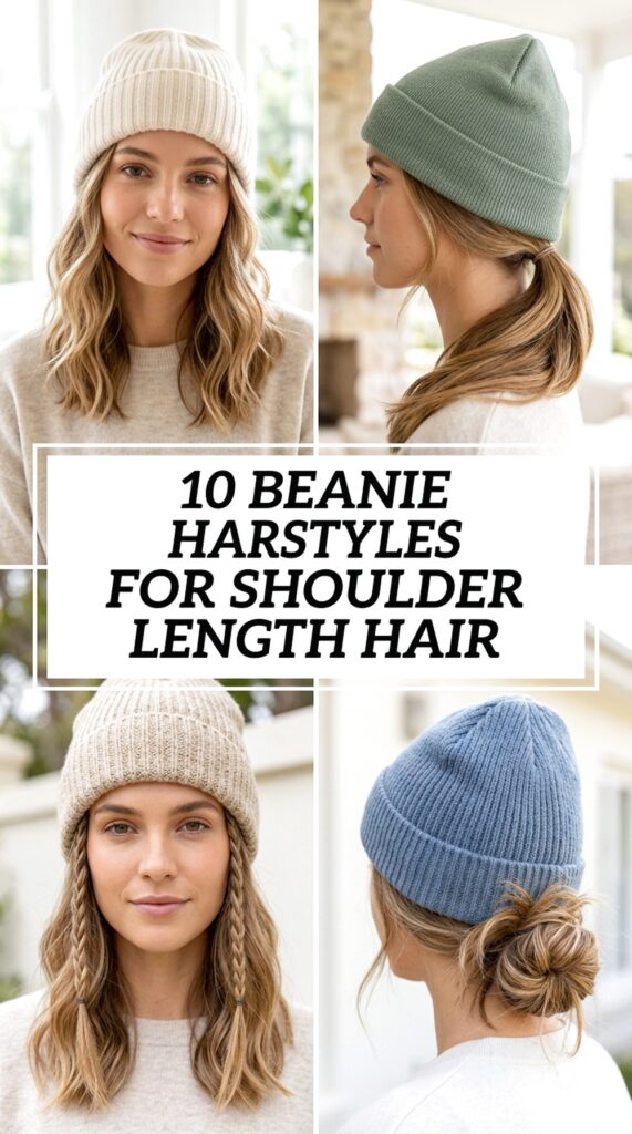 Beanie Hairstyles for Shoulder Length Hair