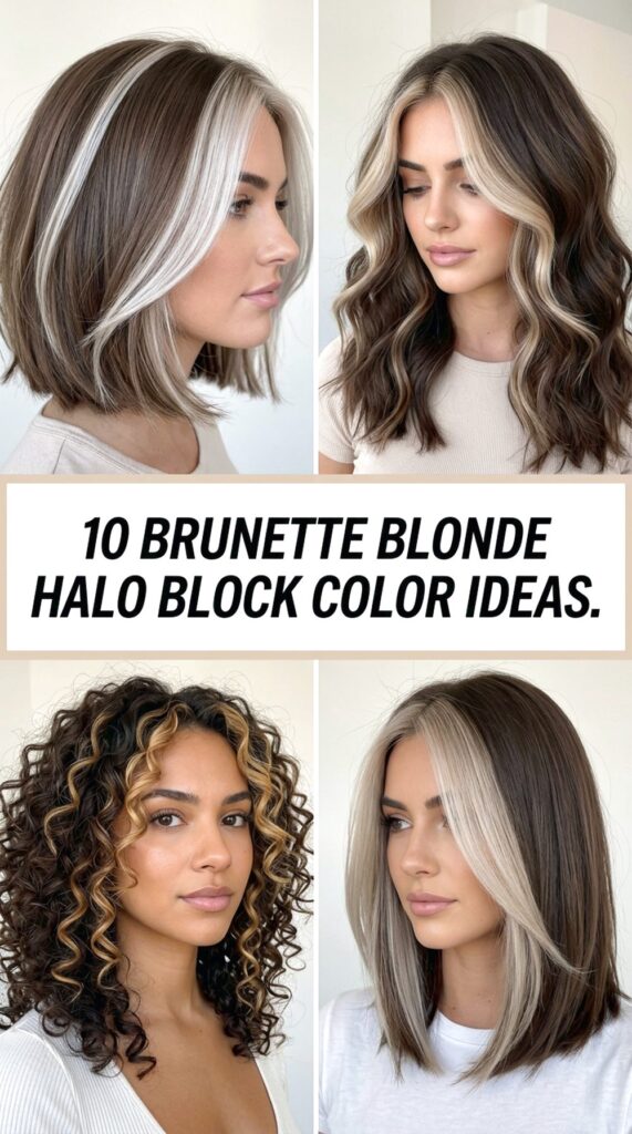 Brunette Blonde Halo Block Color Ideas