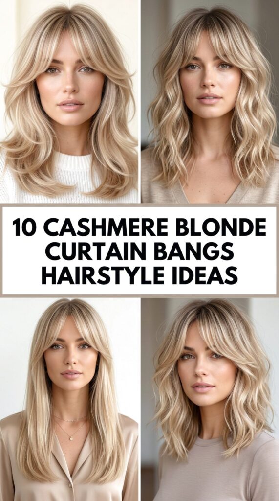 Cashmere Blonde Curtain Bangs Hairstyle Ideas