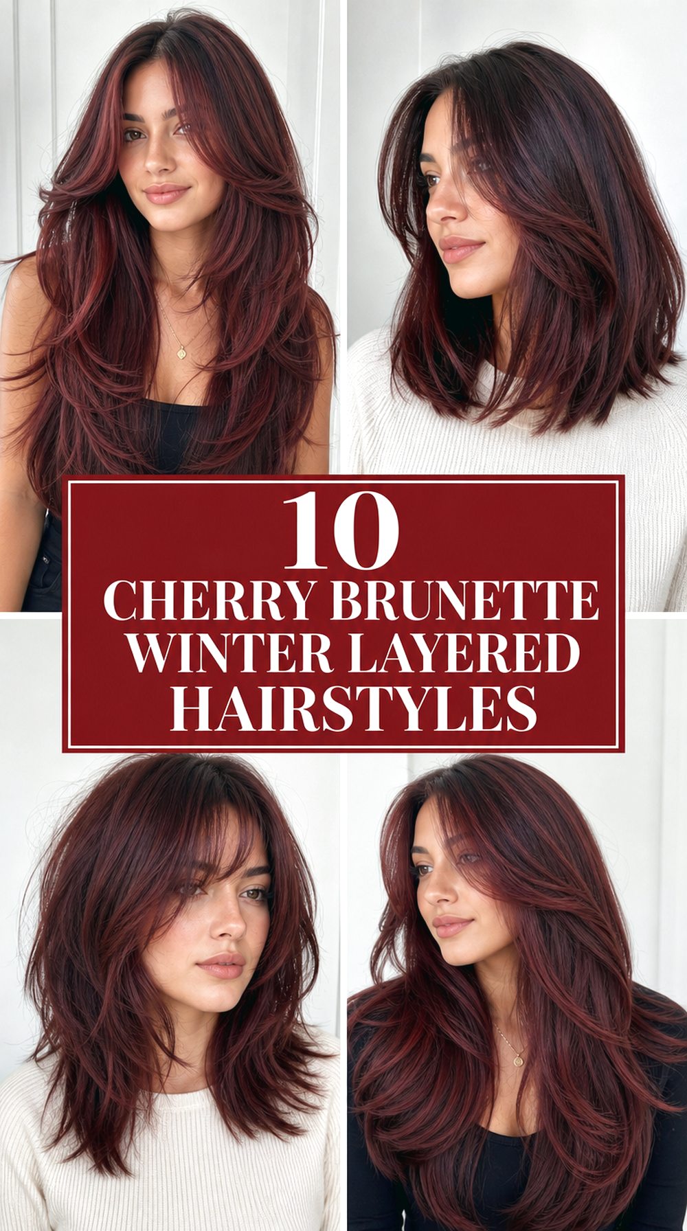 Cherry Brunette Winter Layered Hairstyles