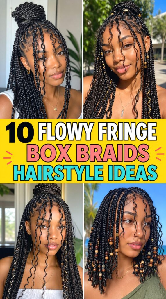Flowy Fringe Box Braids Hairstyle Ideas
