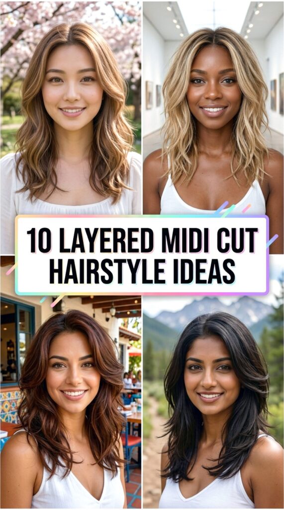 Layered Midi Cut Hairstyle Ideas