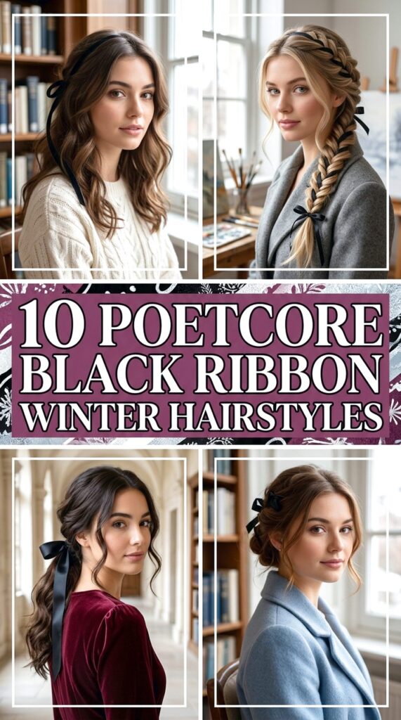 Poetcore Black Ribbon Winter Hairstyles