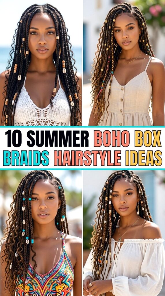 Summer Boho Box Braids Hairstyle Ideas