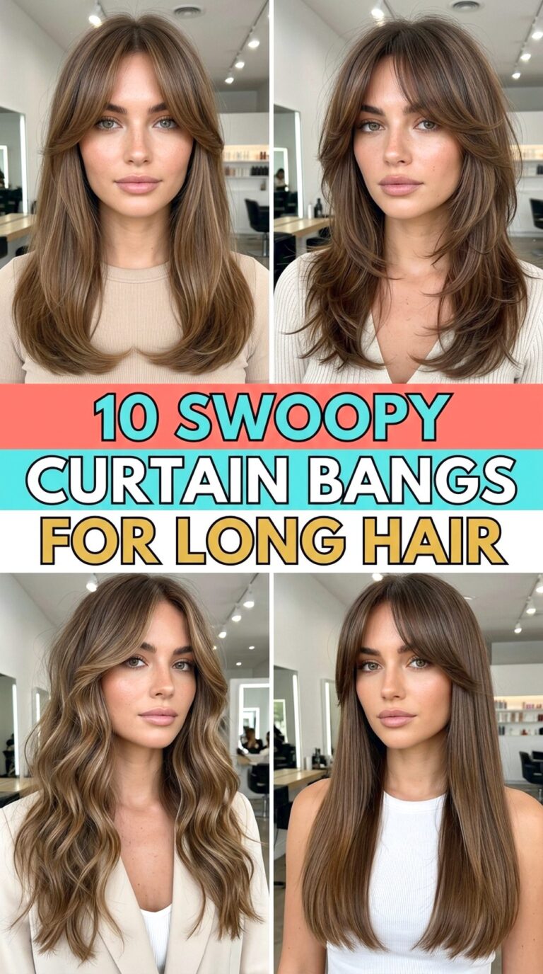 Swoopy Curtain Bangs For Long Hair