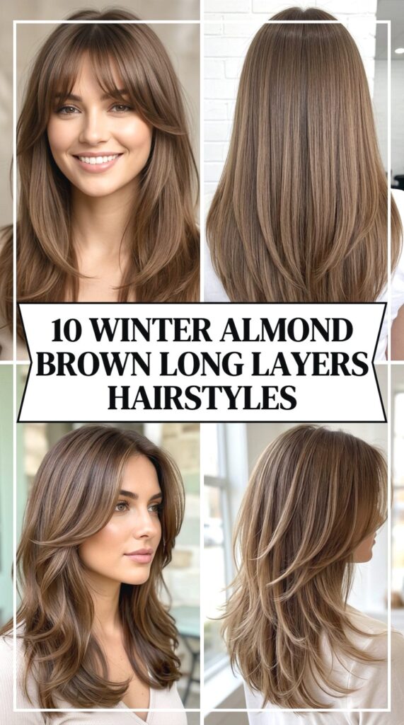 Winter Almond Brown Long Layers Hairstyles