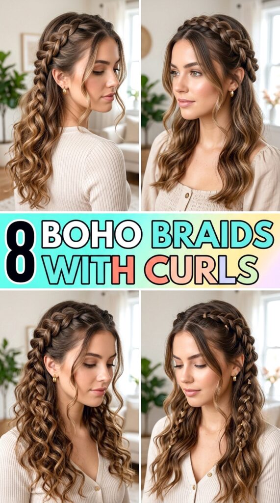 Boho Braids Hairstyle With Curls