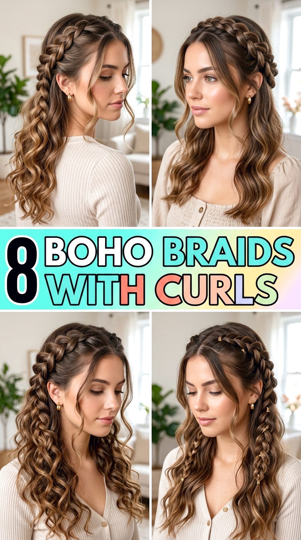 Boho Braids Hairstyle With Curls
