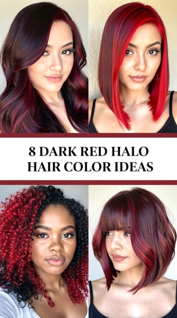 Dark Red Halo Hair Color Ideas
