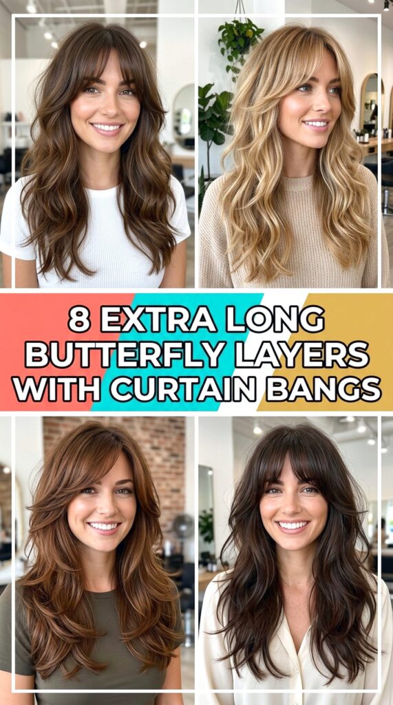 Extra Long Butterfly Layers With Curtain Bangs