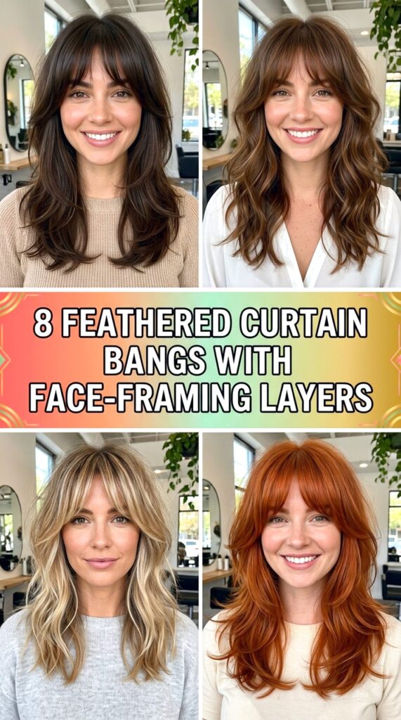 Feathered Curtain Bangs With Face-Framing Layers