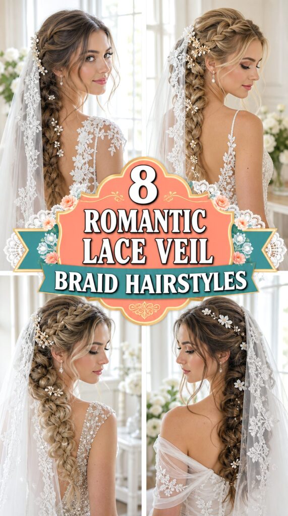 Romantic Lace Veil Braid Hairstyles