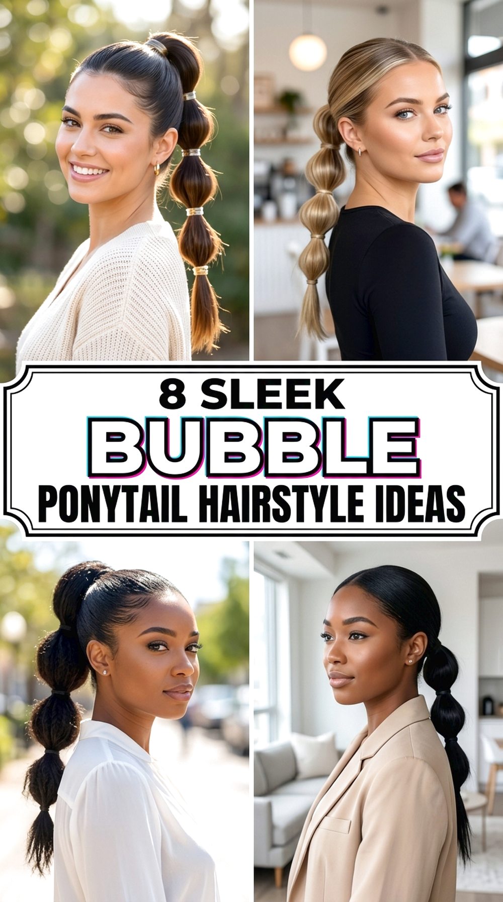 Sleek Bubble Ponytail Hairstyle Ideas